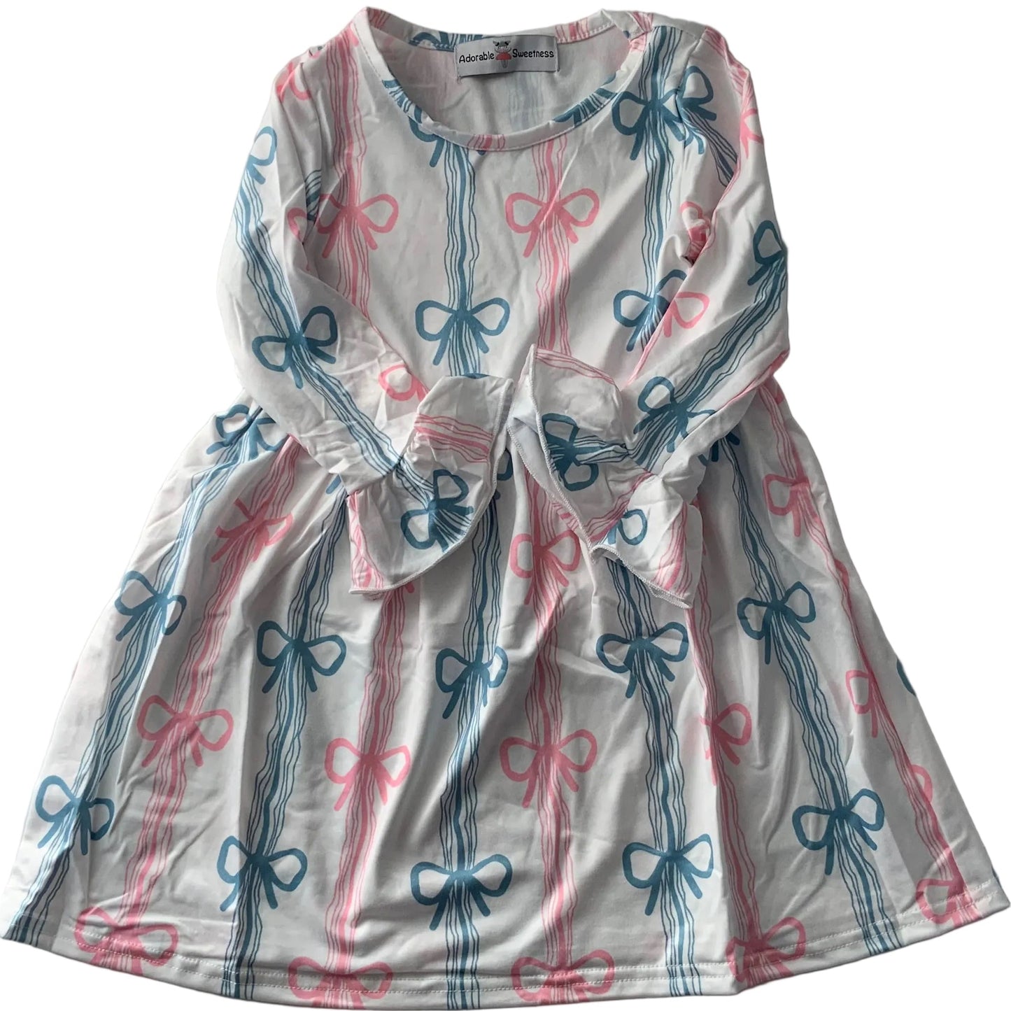 Pink and Blue Bow Twirl Dress