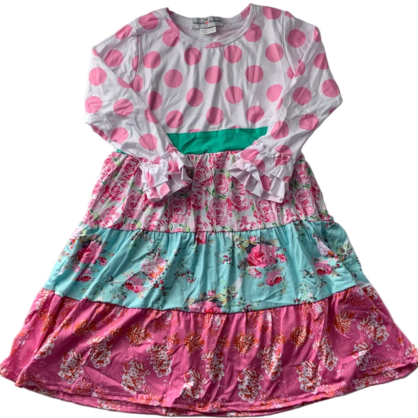 Pink Polka Dot Tiered Ruffle Dress