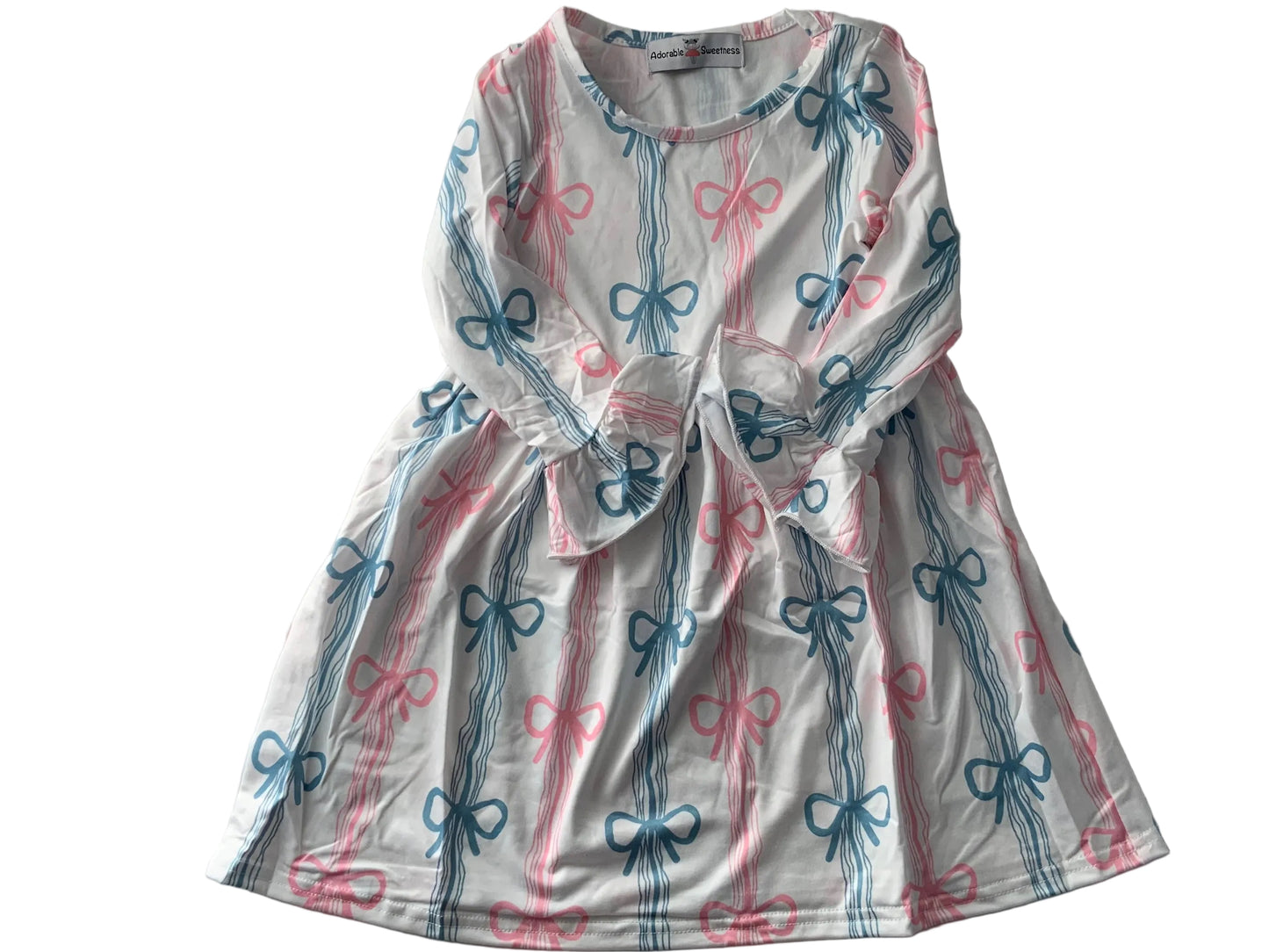 Pink and Blue Bow Twirl Dress