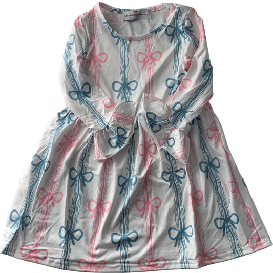 Pink and Blue Bow Twirl Dress